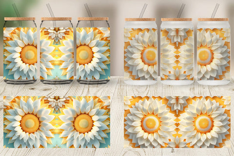 Glass Can Wrap 3D Sunflower Sublimation artnoy 