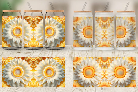 Glass Can Wrap 3D Sunflower Sublimation artnoy 