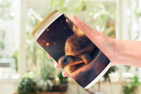 Glass Can Wrap 3D Turtle Christmas Sublimation artnoy 