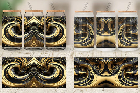 Glass Can Wrap 3D Whirlpool Black Gold Sublimation artnoy 