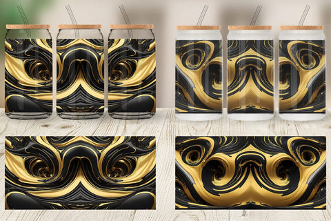 Glass Can Wrap 3D Whirlpool Black Gold Sublimation artnoy 