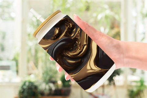 Glass Can Wrap 3D Whirlpool Gold Brown Sublimation artnoy 