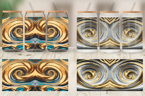 Glass Can Wrap 3D Whirlpool Gold Color Sublimation artnoy 