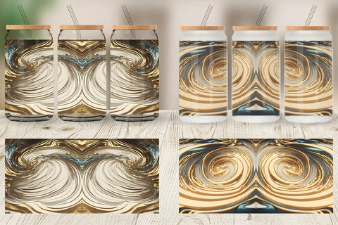Glass Can Wrap 3D Whirlpool Gold Color Sublimation artnoy 