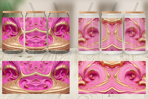 Glass Can Wrap 3D Whirlpool Gold Pink Sublimation artnoy 