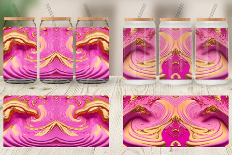 Glass Can Wrap 3D Whirlpool Gold Pink Sublimation artnoy 