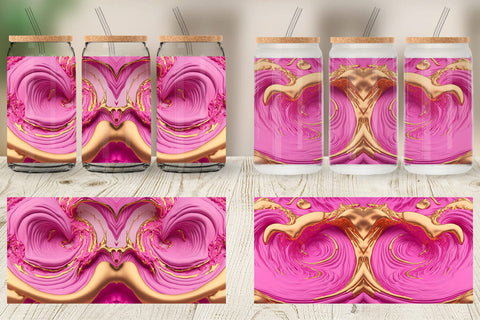 Glass Can Wrap 3D Whirlpool Gold Pink Sublimation artnoy 