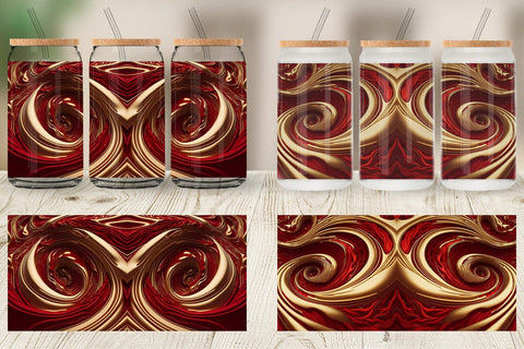 Glass Can Wrap 3D Whirlpool Red Gold Sublimation artnoy 