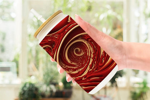 Glass Can Wrap 3D Whirlpool Red Gold Sublimation artnoy 