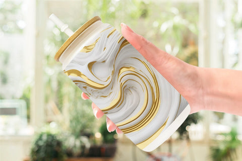 Glass Can Wrap 3D Whirlpool White Gold Sublimation artnoy 