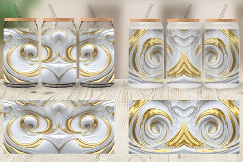 Glass Can Wrap 3D Whirlpool White Gold Sublimation artnoy 