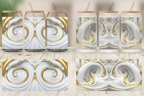 Glass Can Wrap 3D Whirlpool White Gold Sublimation artnoy 