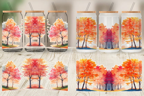 Glass Can Wrap Autumn Foliage Sublimation artnoy 