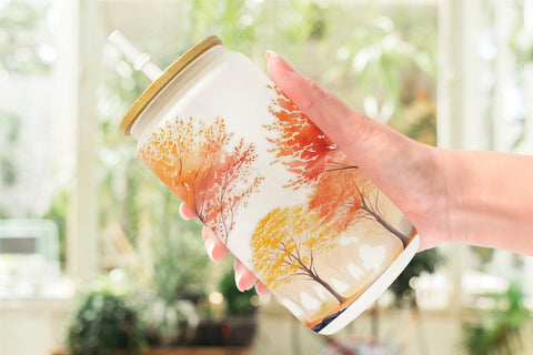 Glass Can Wrap Autumn Foliage Sublimation artnoy 