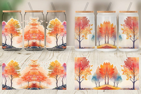Glass Can Wrap Autumn Foliage Sublimation artnoy 