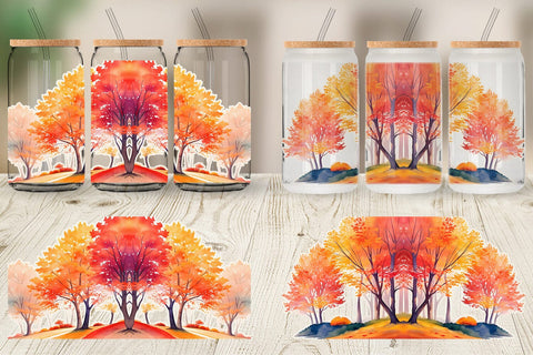 Glass Can Wrap Autumn Foliage Sublimation artnoy 