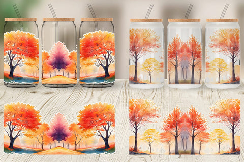 Glass Can Wrap Autumn Foliage Sublimation artnoy 