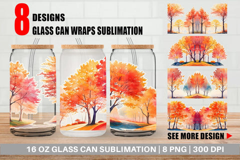 Glass Can Wrap Autumn Foliage Sublimation artnoy 