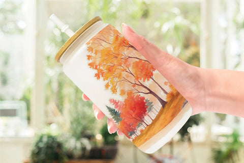 Glass Can Wrap Autumn Trees Sublimation artnoy 