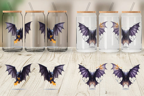 Glass Can Wrap Bat Halloween Sublimation artnoy 