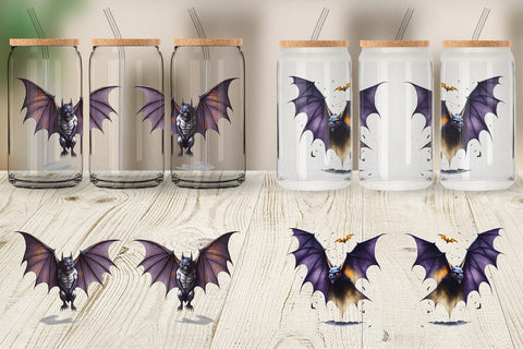 Glass Can Wrap Bat Halloween Sublimation artnoy 