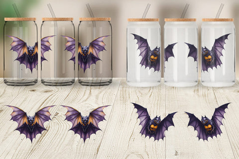 Glass Can Wrap Bat Halloween Sublimation artnoy 