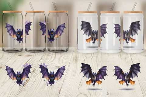 Glass Can Wrap Bat Halloween Sublimation artnoy 