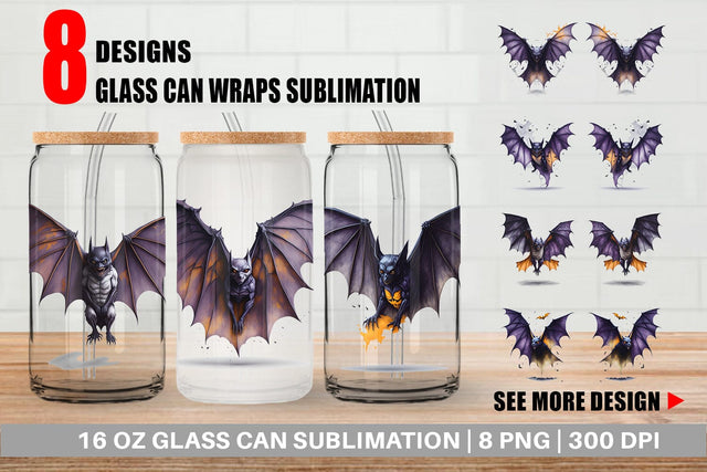 Glass Can Wrap Bat Halloween Sublimation artnoy 