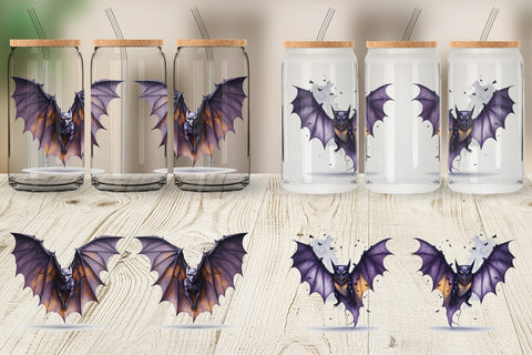 Glass Can Wrap Bat Halloween Sublimation artnoy 