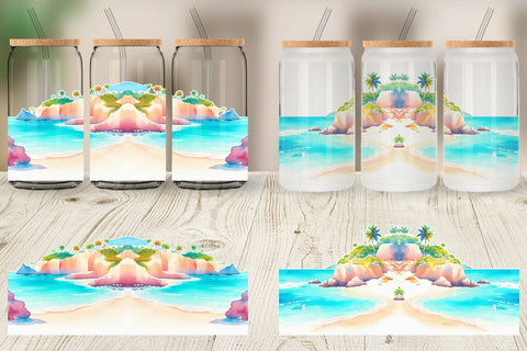 Glass Can Wrap Beach Landscape Sublimation artnoy 