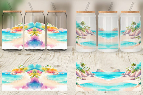 Glass Can Wrap Beach Landscape Sublimation artnoy 