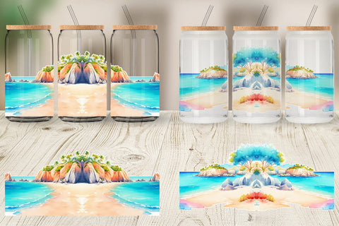 Glass Can Wrap Beach Landscape Sublimation artnoy 