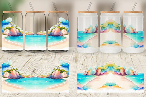 Glass Can Wrap Beach Landscape Sublimation artnoy 