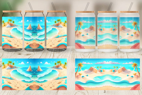 Glass Can Wrap Beach Summer Sublimation artnoy 