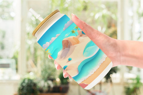 Glass Can Wrap Beach Summer Sublimation artnoy 
