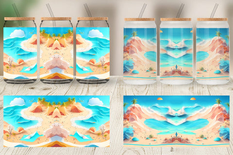 Glass Can Wrap Beach Summer Sublimation artnoy 