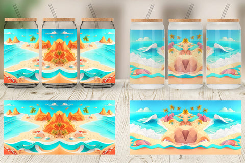 Glass Can Wrap Beach Summer Sublimation artnoy 