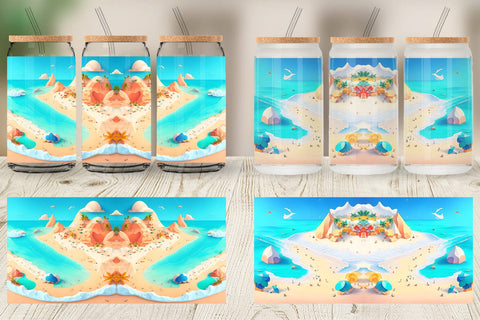 Glass Can Wrap Beach Summer Sublimation artnoy 