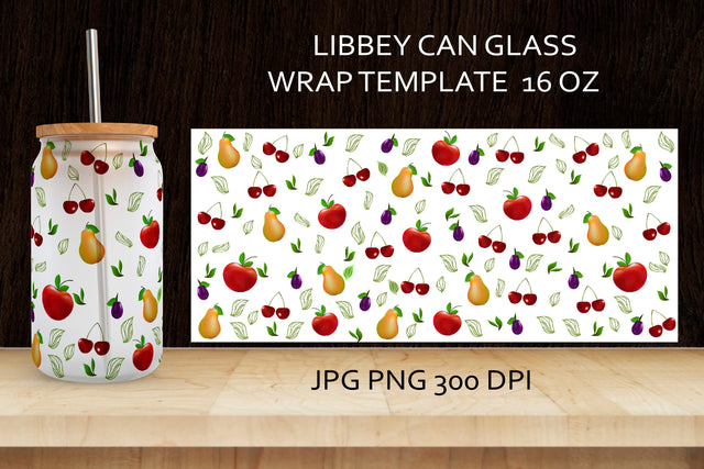 Glass Can Wrap Beer. Libbey Glass Full Wrap . Sublimation Samaha Design 