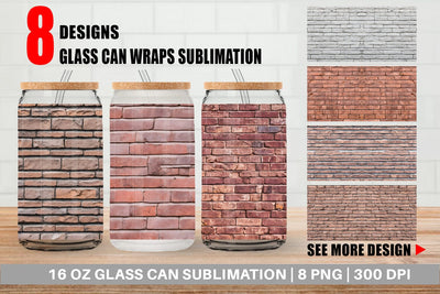 Glass Can Wrap Brick Texture Sublimation artnoy 