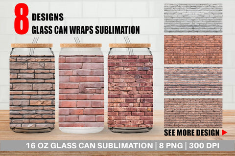 Glass Can Wrap Brick Texture Sublimation artnoy 