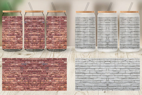 Glass Can Wrap Brick Texture Sublimation artnoy 