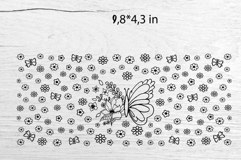 Glass Can Wrap Butterfly SVG. Libbey Glass Can Full Wrap. SVG Samaha Design 