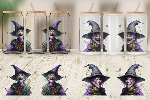 Glass Can Wrap Cackling Witch Sublimation artnoy 