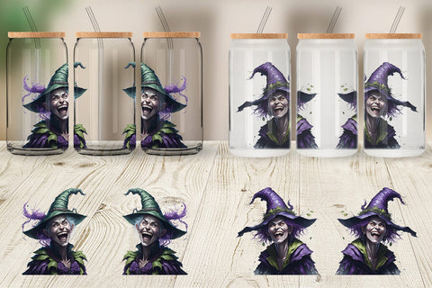 Glass Can Wrap Cackling Witch Sublimation artnoy 