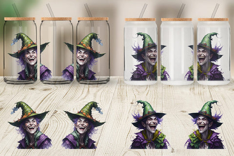 Glass Can Wrap Cackling Witch Sublimation artnoy 