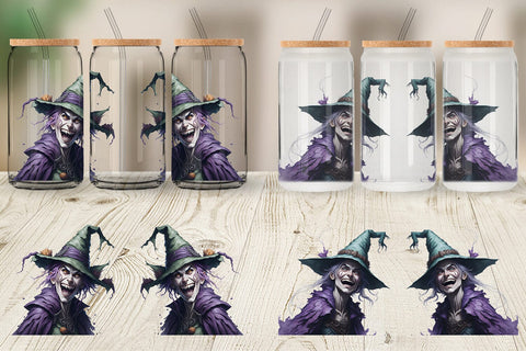 Glass Can Wrap Cackling Witch Sublimation artnoy 