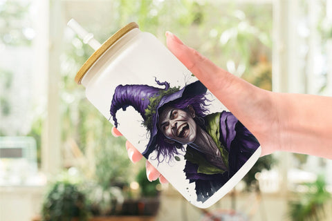 Glass Can Wrap Cackling Witch Sublimation artnoy 