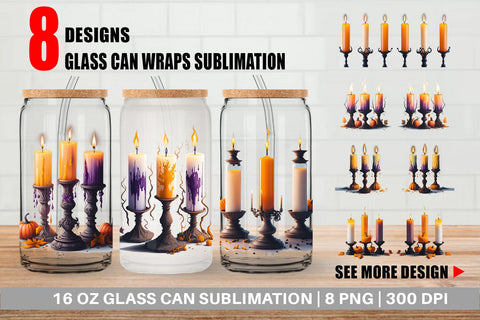 Glass Can Wrap Candlesticks Halloween Sublimation artnoy 
