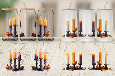 Glass Can Wrap Candlesticks Halloween Sublimation artnoy 